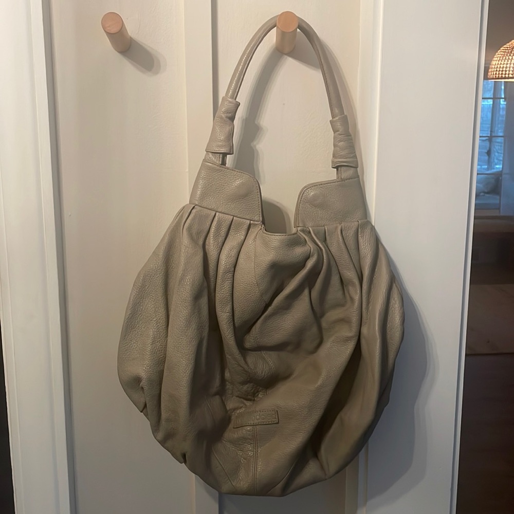 Gray hobo leather satchel